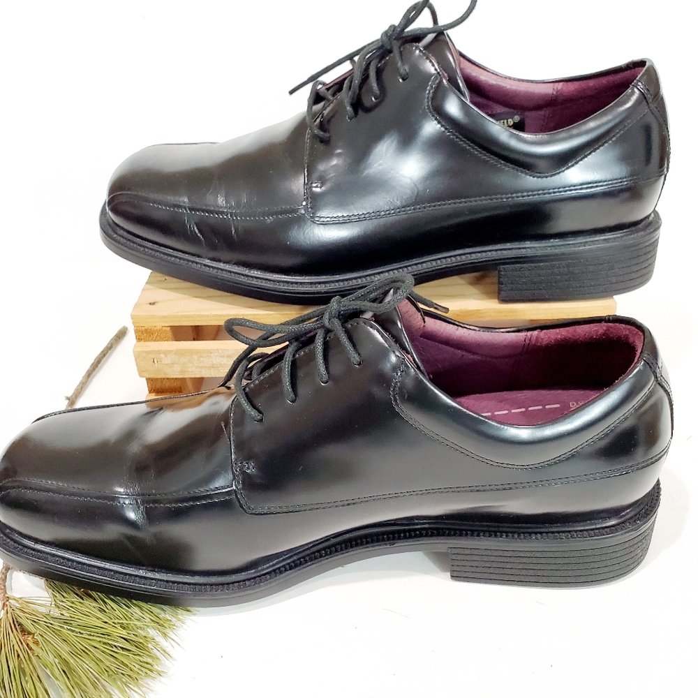 Rockport Bike Toe Oxford Black Leather Men Size 10 - Picture 5 of 13